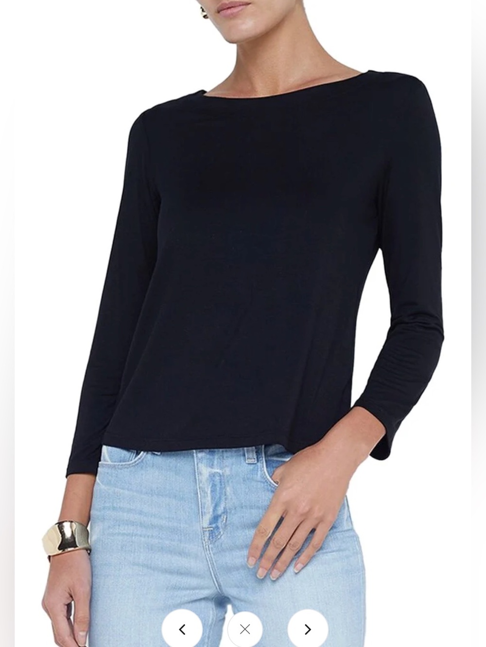 L'AGENCE Lexa Boatneck 3/4 Sleeve Knit Top Black‎ | S